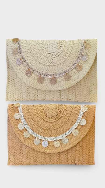 Bolso mano rafia lentejuelas