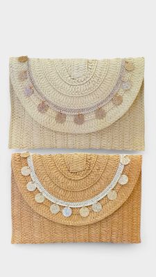 Bolso mano rafia lentejuelas