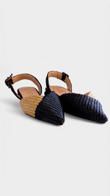 Zapato PIEL destalonado bicolor rafia