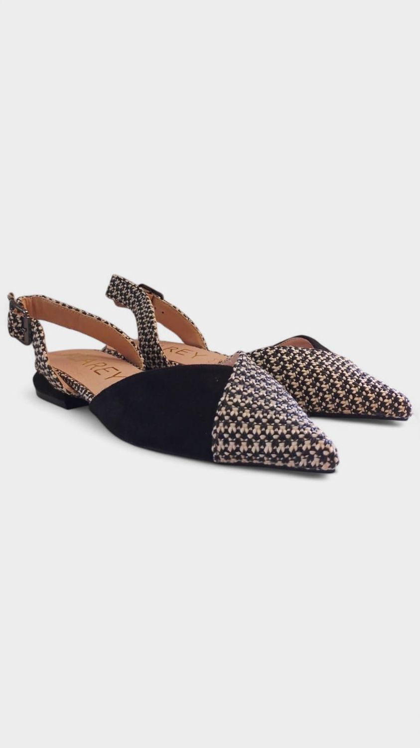 Zapato PIEL destalonado bicolor tejido