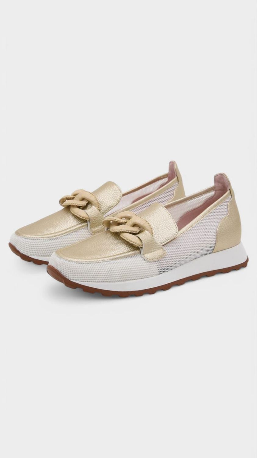 Mocasin PIEL casual cadena dorado