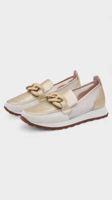 Mocasin PIEL casual cadena dorado