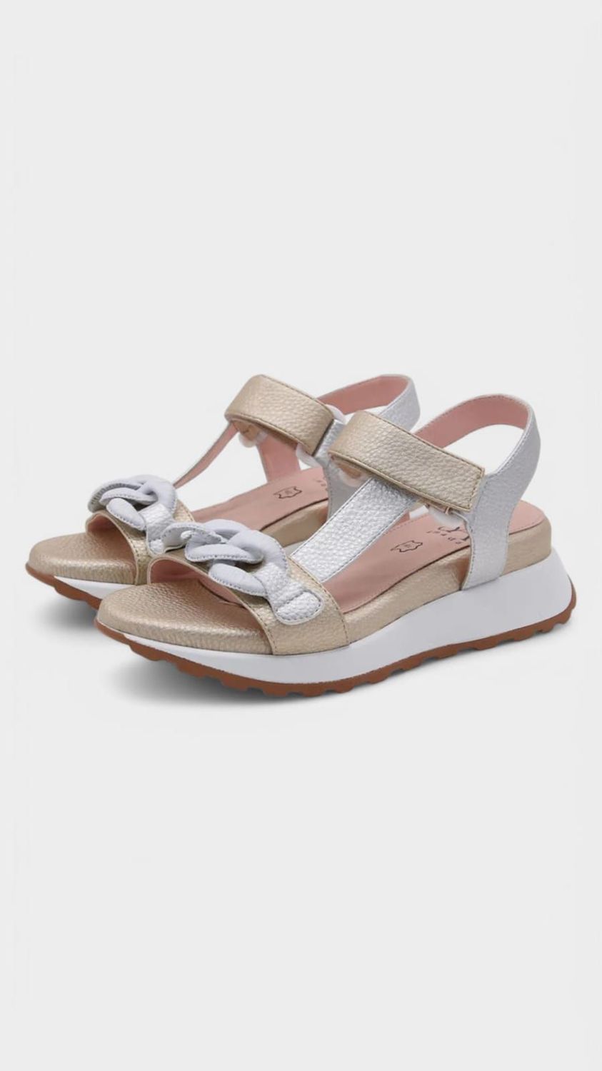 Sandalia PIEL deportiva cadena metalizada