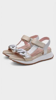 Sandalia PIEL deportiva cadena metalizada