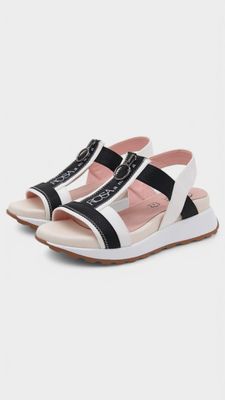 Sandalia PIEL deportiva cremallera negra