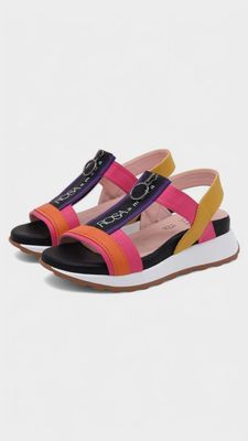 Sandalia PIEL deportiva cremallera multicolor
