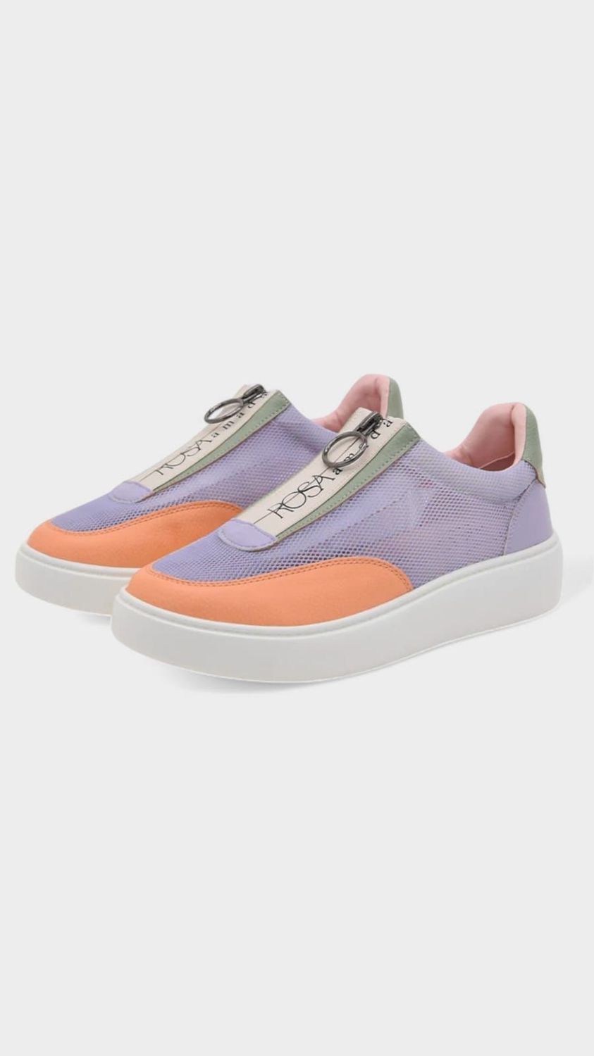 Tenis PIEL deportivo cremallera lila