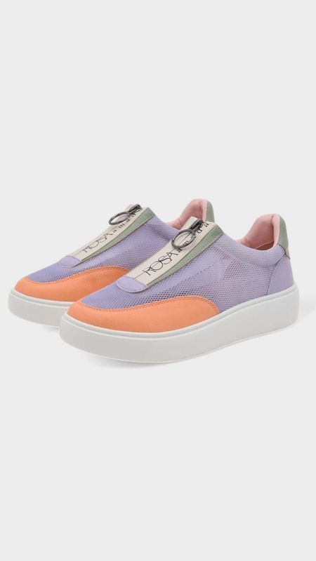 Tenis PIEL deportivo cremallera lila
