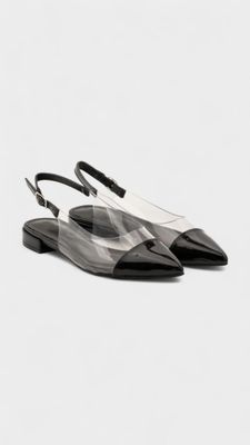 Zapato destalonado transparente pico negro