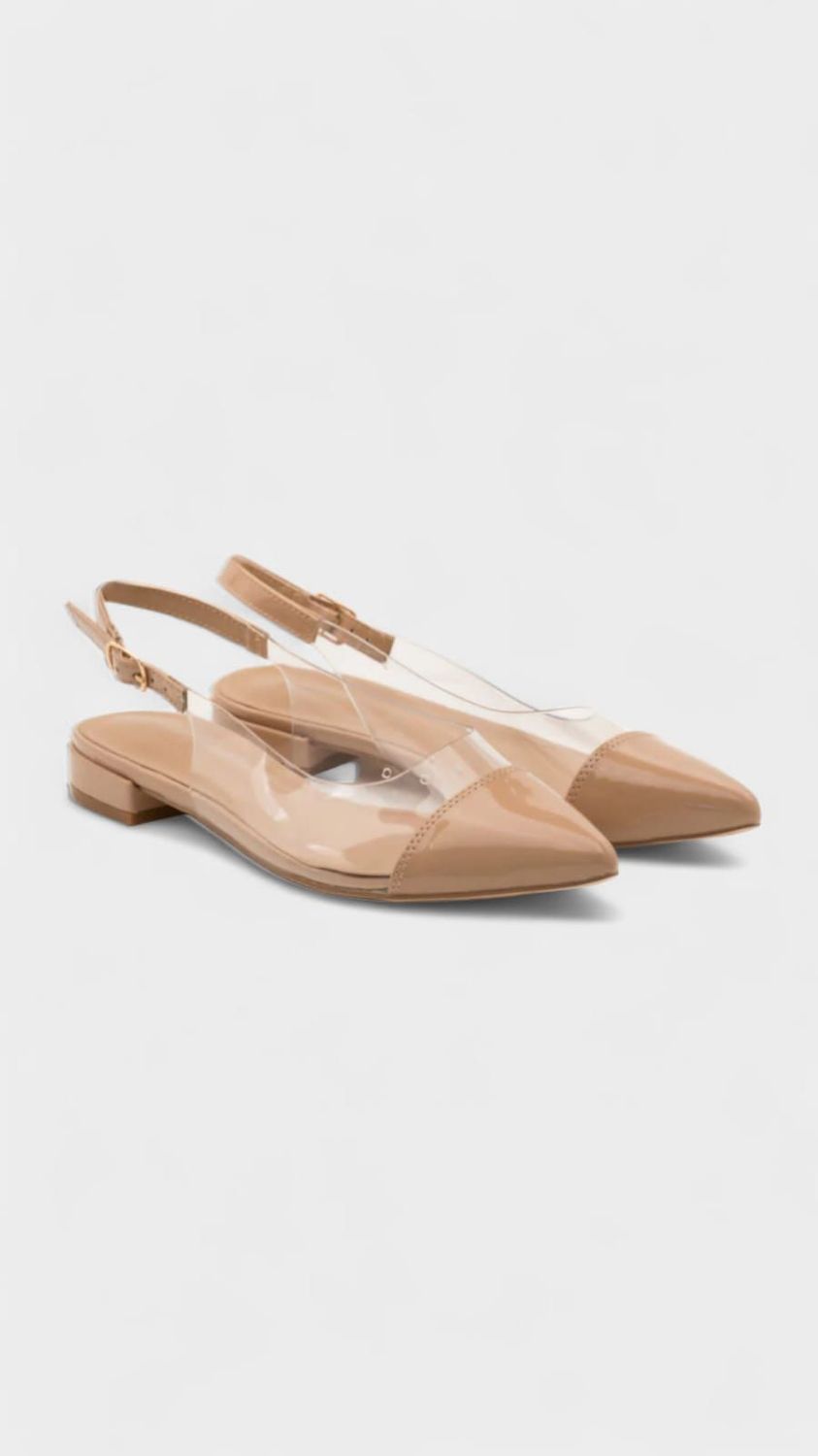 Zapato destalonado transparente pico beige