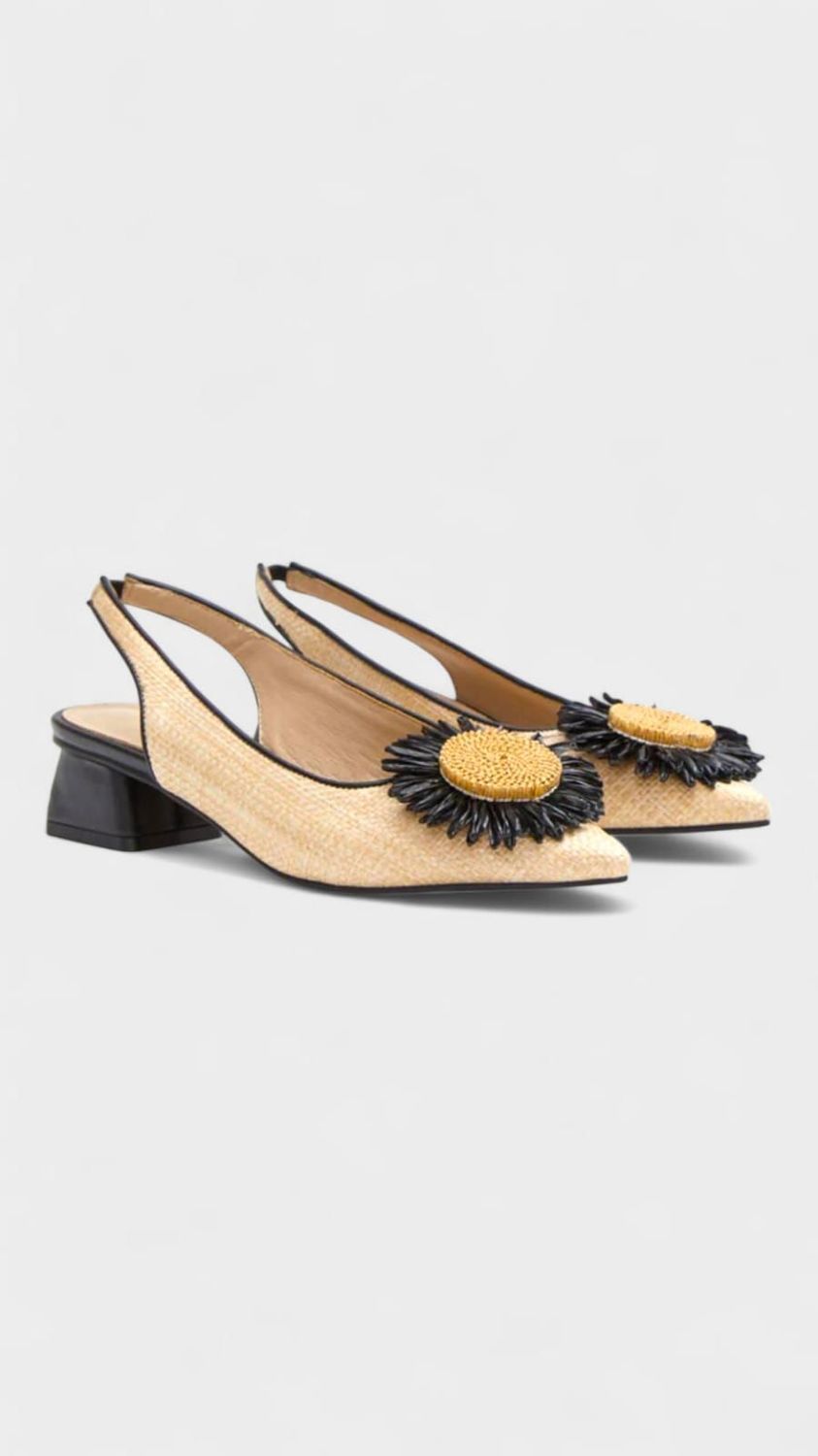 Zapato destalonado flor negro