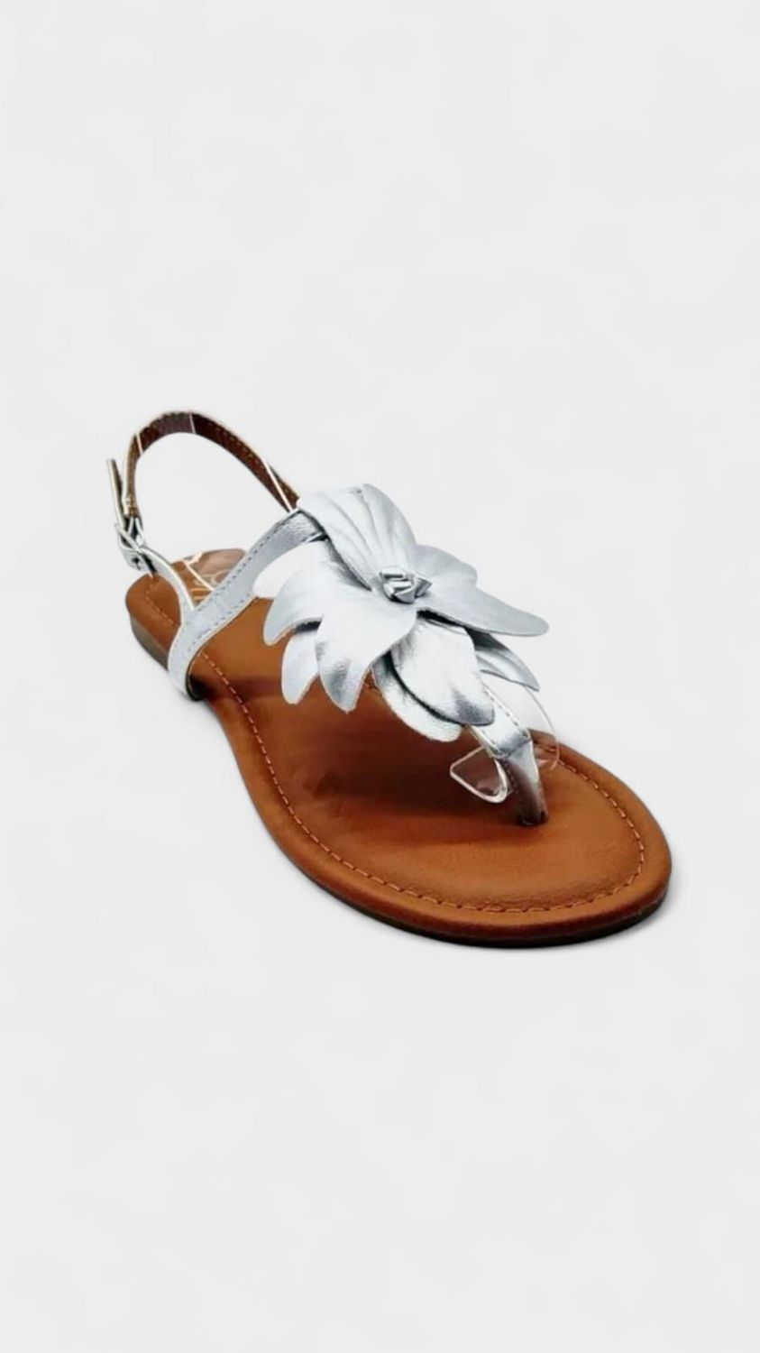 Sandalia esclava flor plata