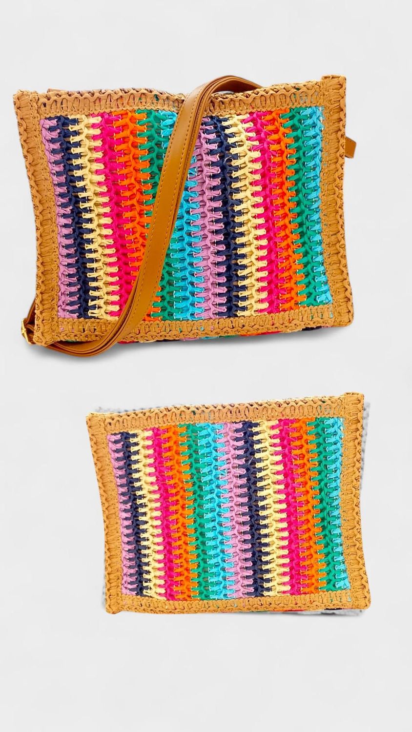 Bolso bandolera rafia colores