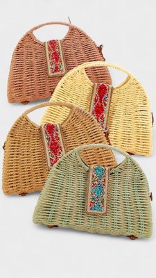 Bolso rafia abalorios