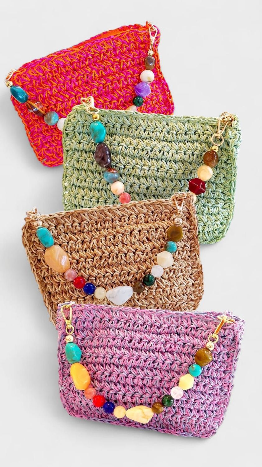 Bolso rafia mini crochet