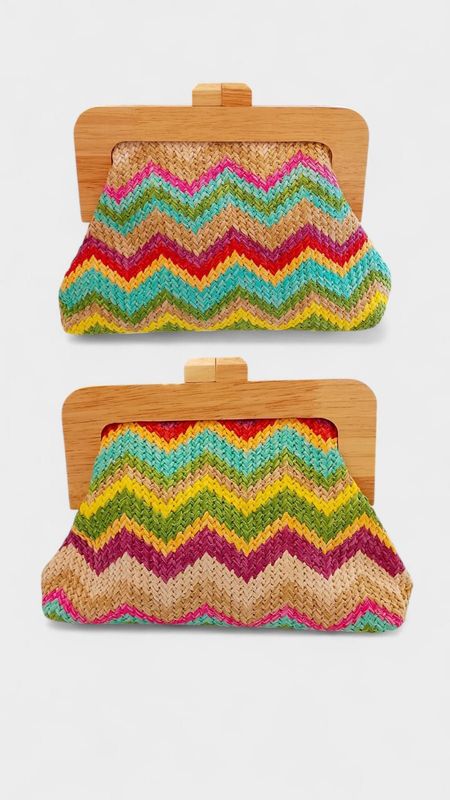 Bolso cierre madera multicolor