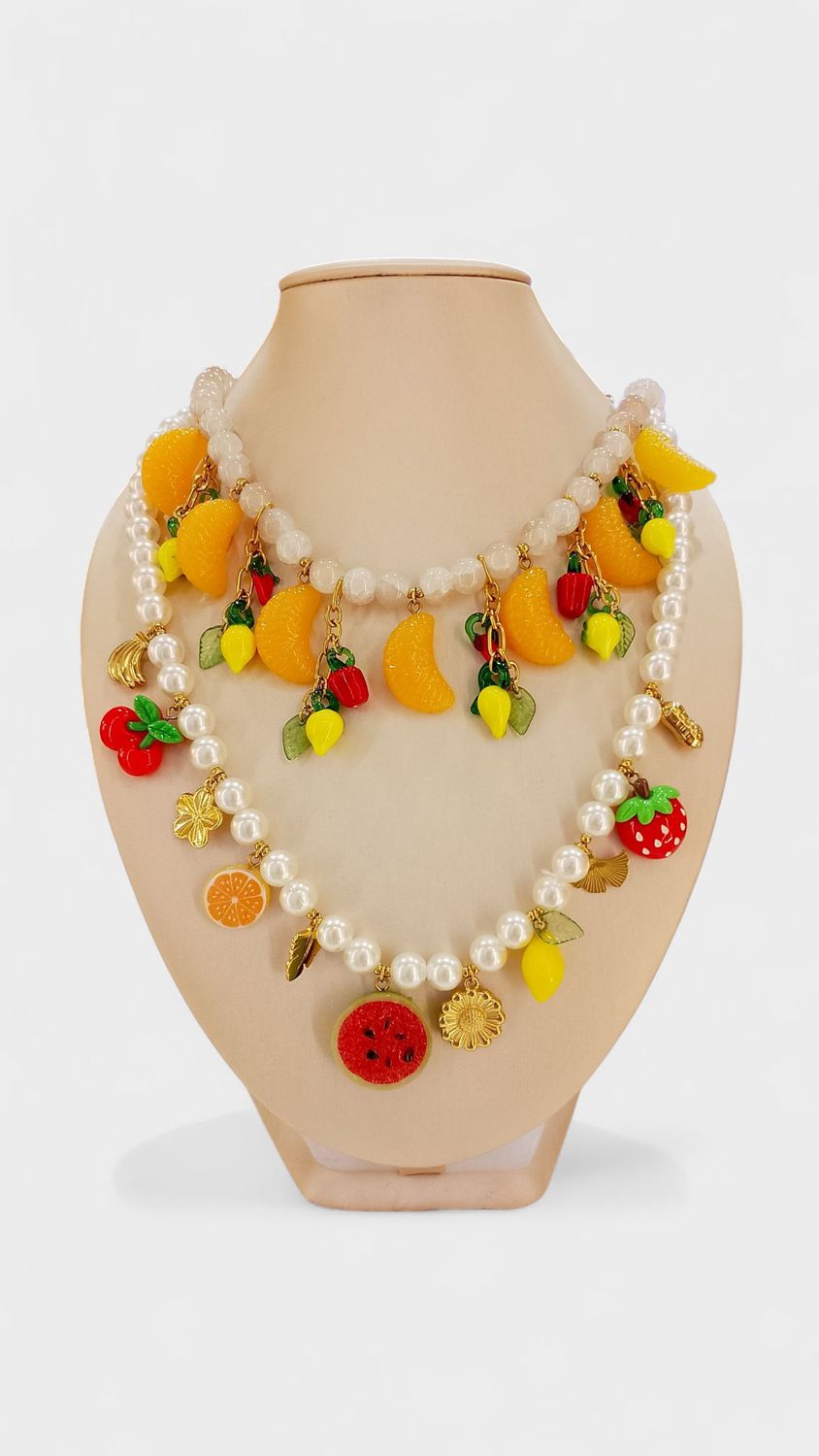 Collares frutas perladas