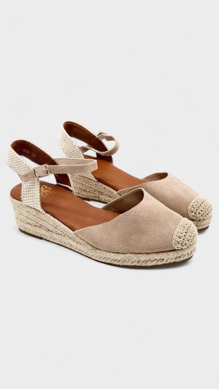 Cuña piel baja bombai beige