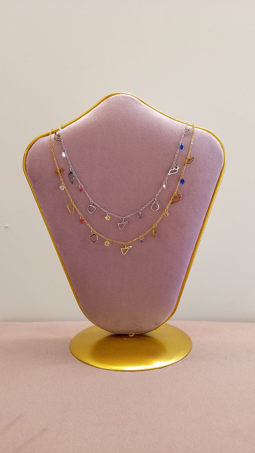 Collar islas canaria piedritas silueta ACERO