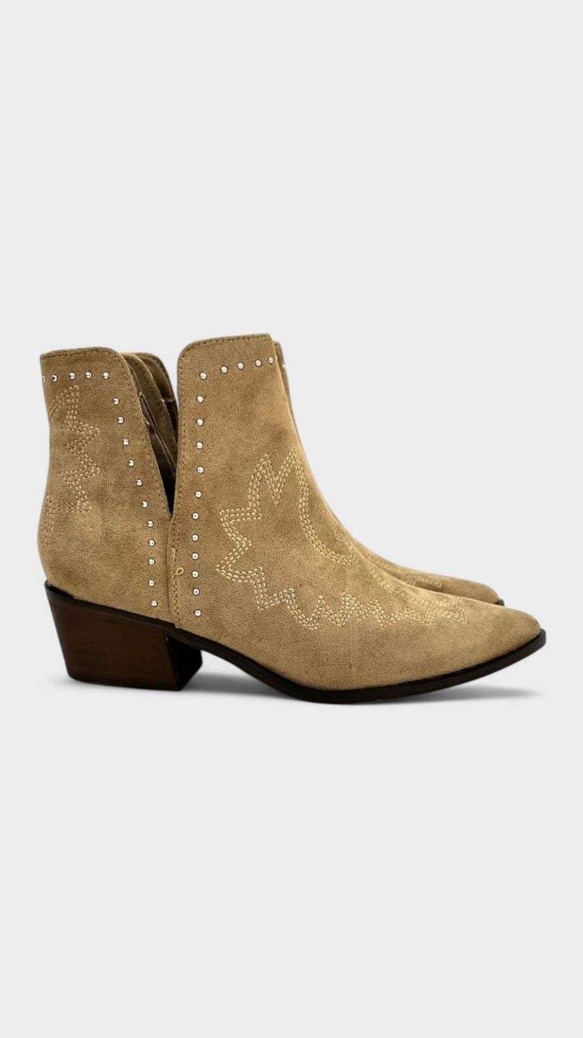 Botin cowboy semiabierto taupe