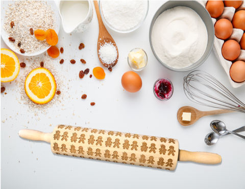 Teigrolle mit Prägung