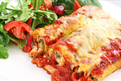 Individual Spinach Cannelloni with Tomato & Basil Sauce