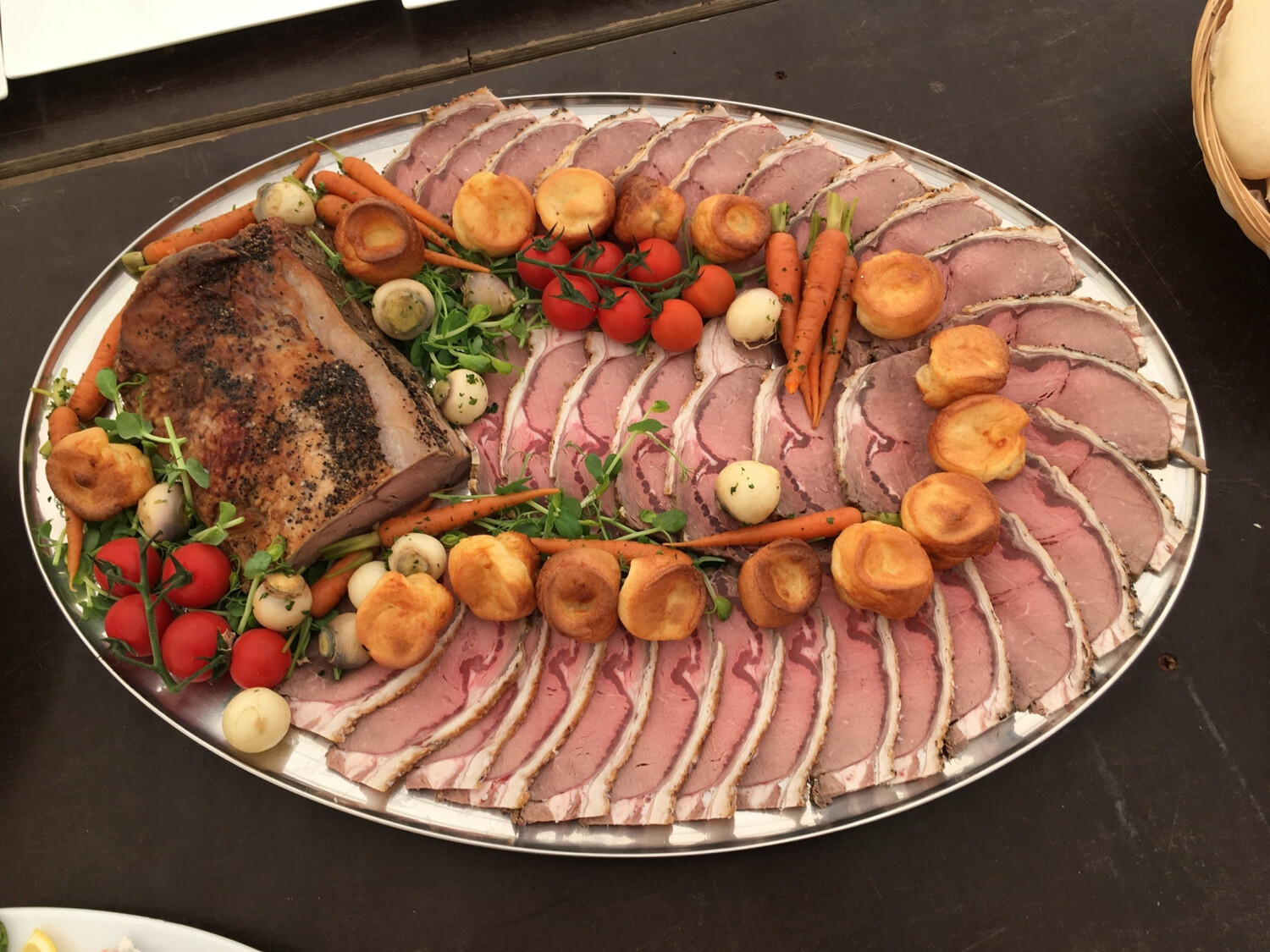 Platter  of Roasted Sirloin of Yorkshire Beef served with Mini Yorkshire Puddings