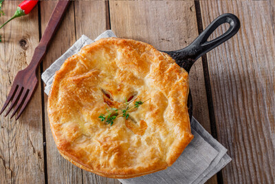 Chicken & Leek Pie topped with Puff Pastry