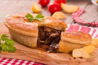 Steak & Ale Pie topped with Short Cut Pastry