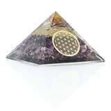 Piramide di Orgonite - Ametista e Fiore della vita