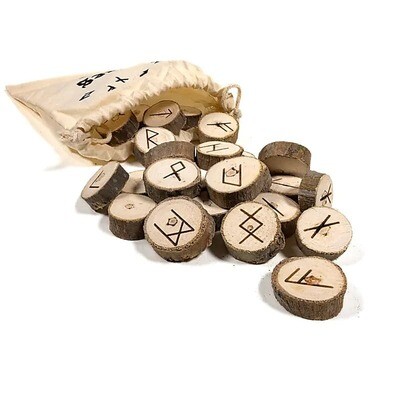 Set Rune Intagliate nel Legno - Borsa di Cotone inclusa
