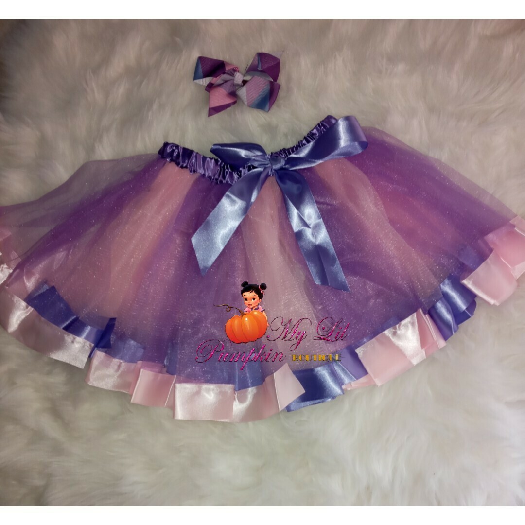 Rainbow color tutu and hairbow