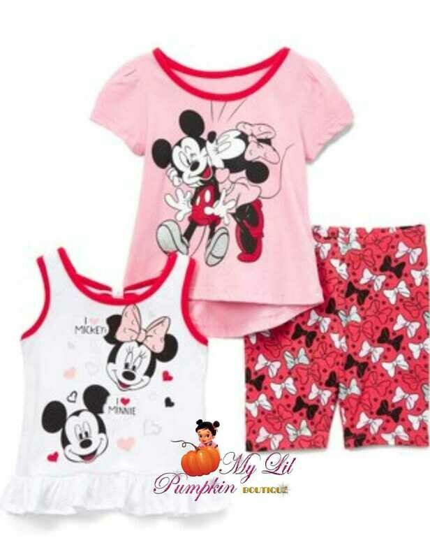 Minnie Mouse 3 piece shorts set