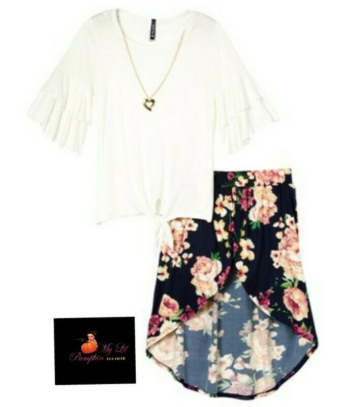 Tie front walk through skirt for big girls