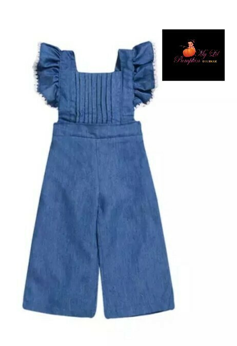 Ruffle denim jumpsuit