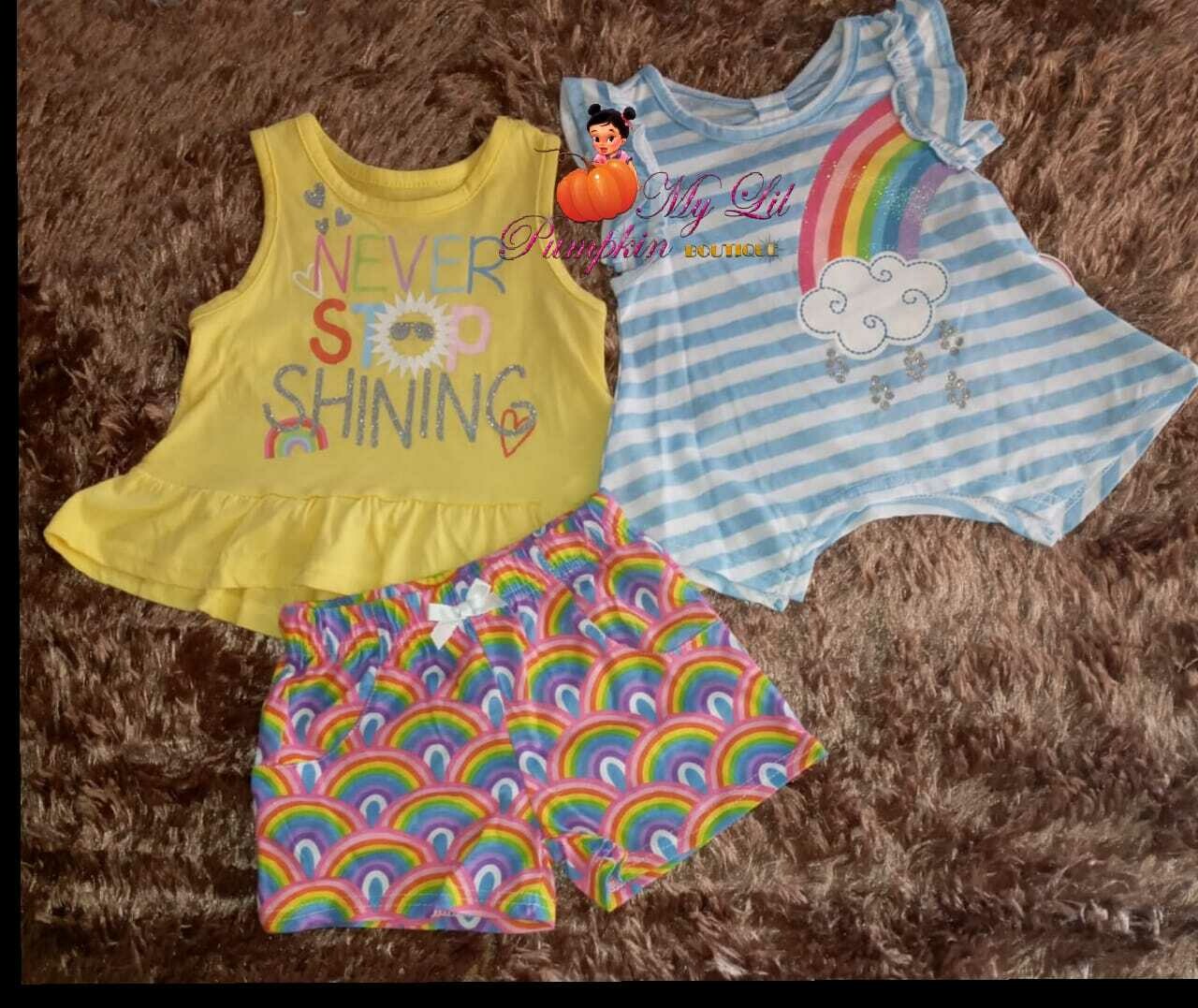 Never stop shining 3 piece shorts set 2t