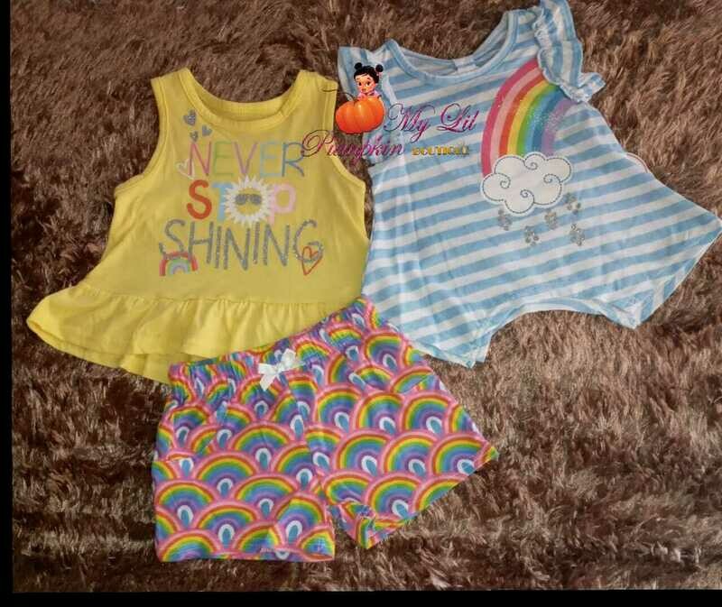 Never stop shining 3 piece shorts set 2t