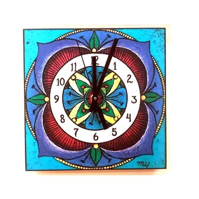 MY Art - (Clock) Blue Madela  8”x8”