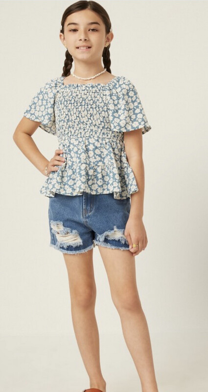 Dusty Blue Floral Shirt