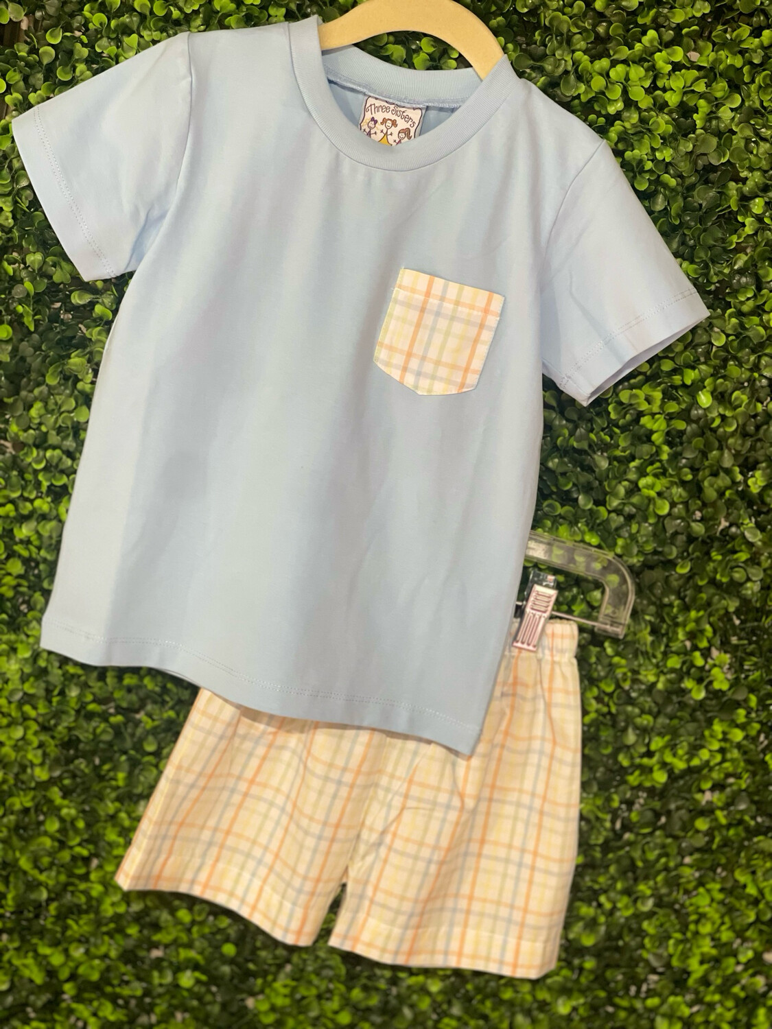 Spring Gingham Boys Short Set