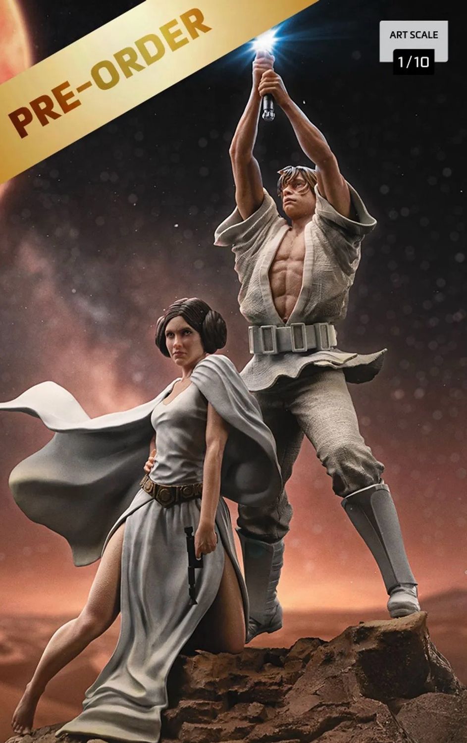 PRE ORDER PREPAYMENT €75,00 Star Wars Iron Studios Deluxe Art Scale 1/10 scale Luke and Leia 41cm