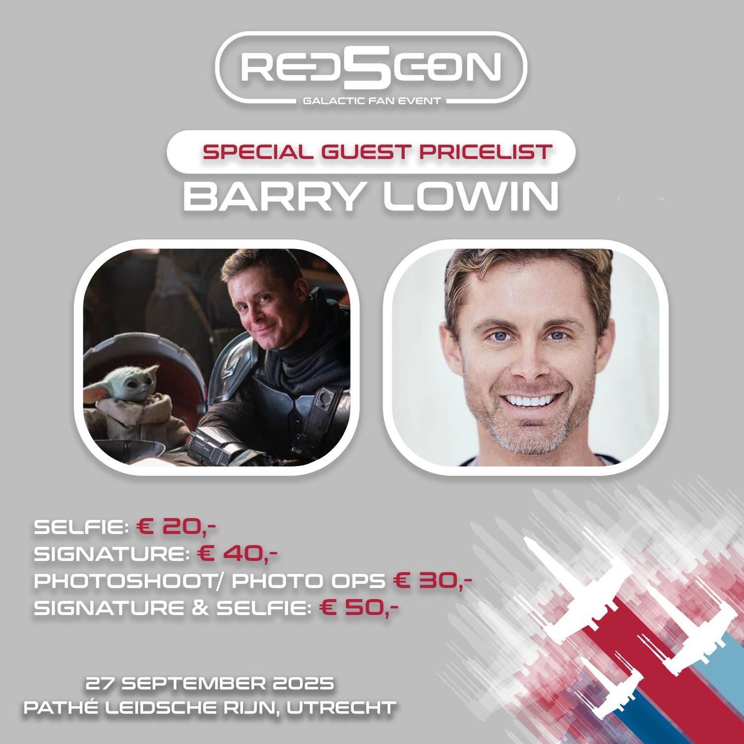 Photoshoot or Photo Ops with Barry Lowin Red5 Con 2025 27 September 10:00 - 17:00