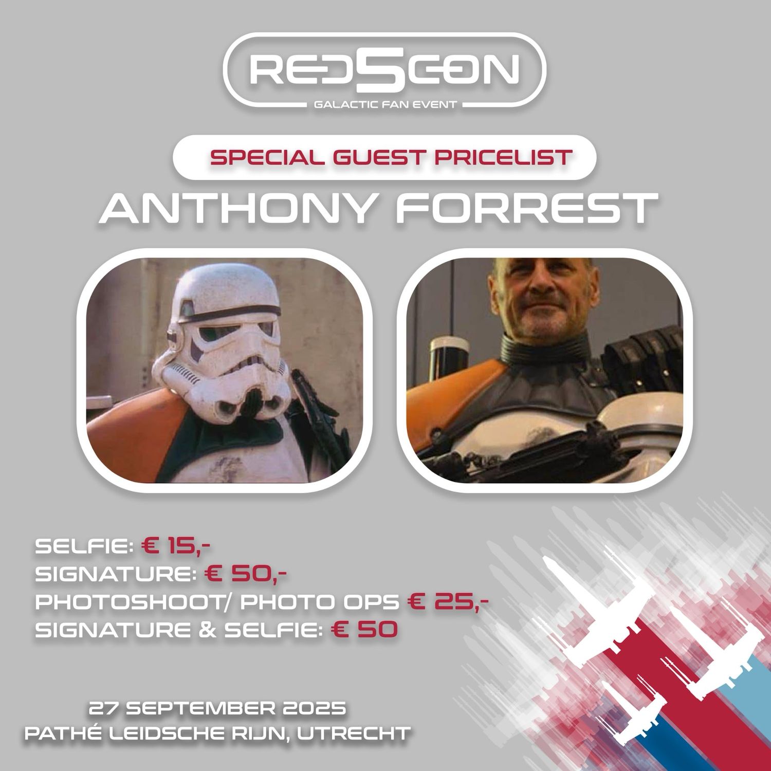 Selfie with Anthony Forrest Red5 Con 2025 27 September 10:00 - 17:00