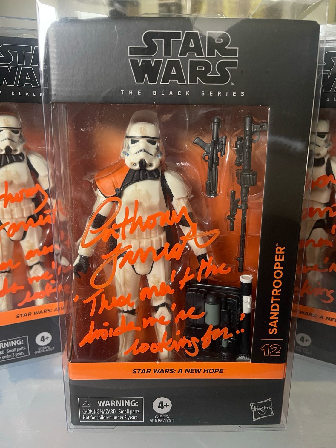 Star Wars The Black Series #12 Sandtrooper (A New Hope) 15cm/6” including signature of Anthony Forrest Star Wars The Black Series #12 Sandtrooper (A New Hope) 15cm/6” including signature of Anthony Forrest