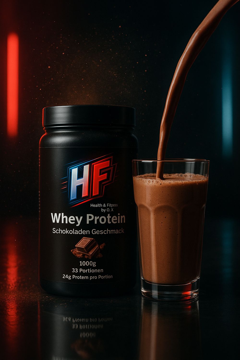 HF Premium Whey Protein Schokolade 98% Molkeneiweiß für Muskelaufbau & Regeneration - Zuckerfrei mit Beta-Carotin