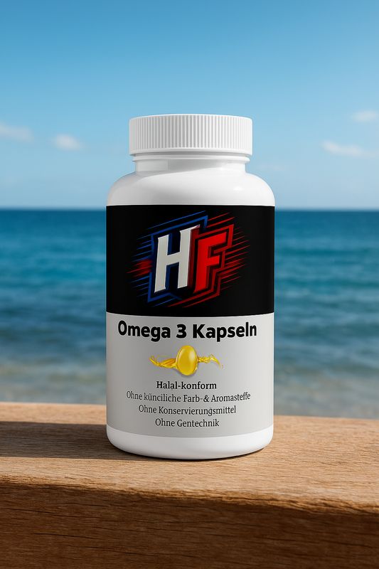 HF Omega 3 Triglycerid Kapseln Hochdosiert & Premiumqualität 18/12 Halal Gelatine 140 Softgels 2000mg Omega-3-Fettsäuren 240mg DHA 260mg Vitamin E Ohne Zusatzstoffe HF Omega 3 Triglycerid Kapseln Hochdosiert & Premiumqualität 18/12 Halal Gelatine 140 Softgels 2000mg Omega-3-Fettsäuren 240mg DHA 260mg Vitamin E Ohne Zusatzstoffe