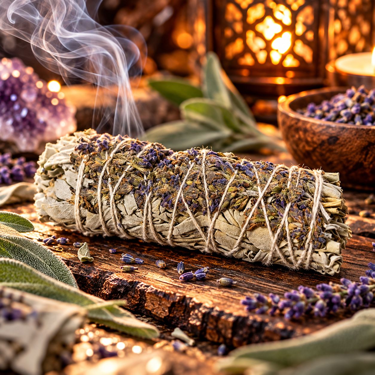 Weisser Salbei, White Sage Smudge Stick mit Lavendel Weisser Salbei, White Sage Smudge Stick mit Lavendel