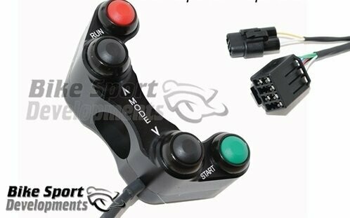 BSD Suzuki GSXR 600,750,1000 race/track bike handlebar switch assembly. 4 button RHS, Stop run, Up, Down, Start