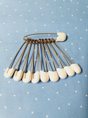 Diaper Pins - Flat head - White