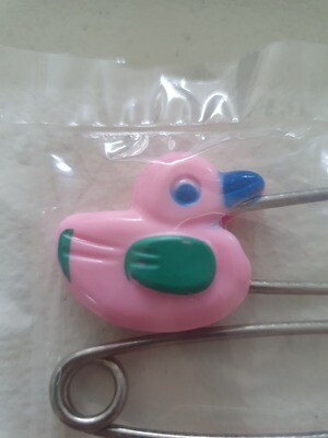 Diaper Pins - Ducks - Pink with mint wings
